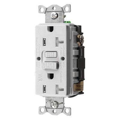 HUBBELL GFTWRST20W GFCI Receptacle,20A,125VAC,5-20R,White 39EA85