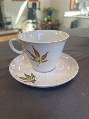 Franciscan Whitestone Ware  Twice Nice  Cup & Saucer/ Vintage/Leaf Design