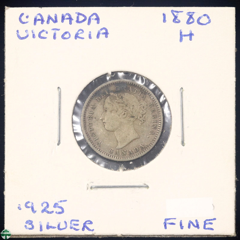 Canada 1880-H Queen Victoria Silver 10 Cents - Fine - KM#3 -