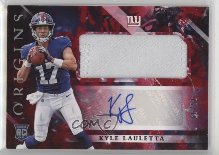 2018 Panini Origins Red 76/99 Kyle Lauletta RPA Rookie Jumbo Patch Auto RC 6fs