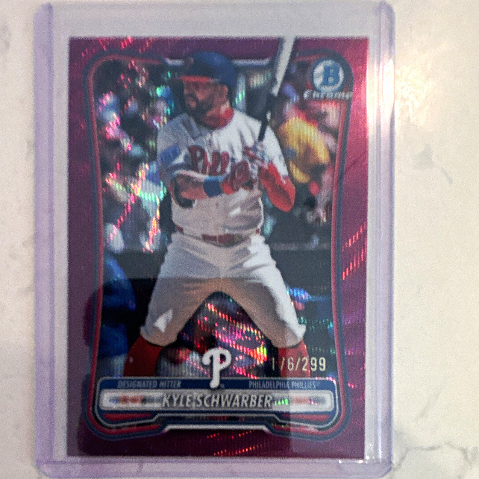 Bowman 2026 Chrome Kyle Schwarber Philadelphia Phillies Red Refractor #71 /299