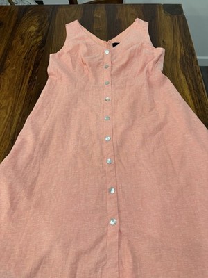 Alex Marie Peach Solid A-Line V-Neck Sleeveless Long Button Front Dress 18