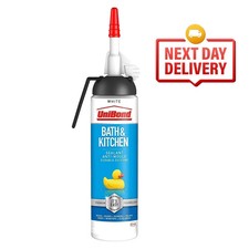 UniBond 2676103 Bath & Kitchen Sealant, Mould Resistant White Silicone Sealant,