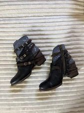 Freebird by Steven Crue Women's Leather Bootie Boots Blue, Size 10, Ankle Zip