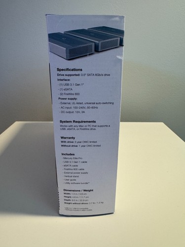 OWC Mercury Elite Pro, USB 3.0, eSATA, FW 800, 3TB Hard Drive with Free Shipping - Picture 6 of 7