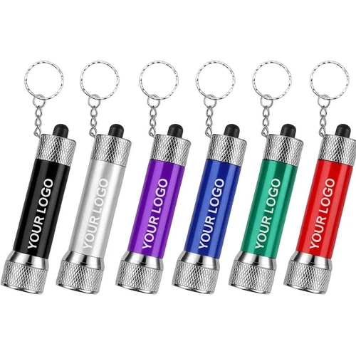 Personalised Metal LED Light Keyring Torch Mixed Colour Torches Split Rings