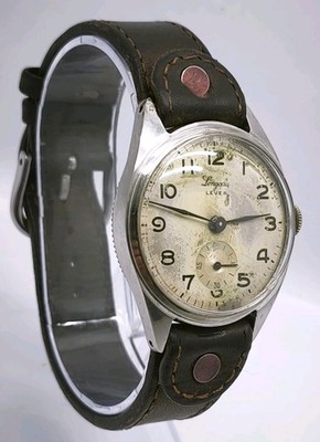 Vintage 1940er Longeau Enicar Netonia Gehäuse Militärstil 31 mm Herren Stahlgehäuse Uhr