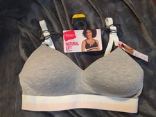 Hanes Signature Women's Natural Lift Gray Stripe Wire-Free Bra Size L