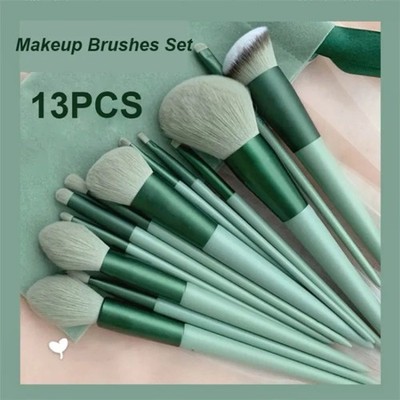 13PCS Makeup Brush Set Soft Synthetic Fiber Multi-Color Wooden Handle
