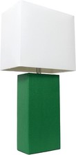 Elegant Designs LT1025-GRN Modern Leather Table Lamp with Contemporary, Green