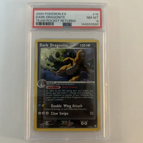 2004 POKEMON EX TEAM ROCKET RETURNS #15 DARK DRAGONITE HOLO PSA 8