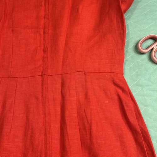 F. L. Malik Vintage Tomato Red Pencil Linen Dress Size 8 EUC - Picture 14 of 14