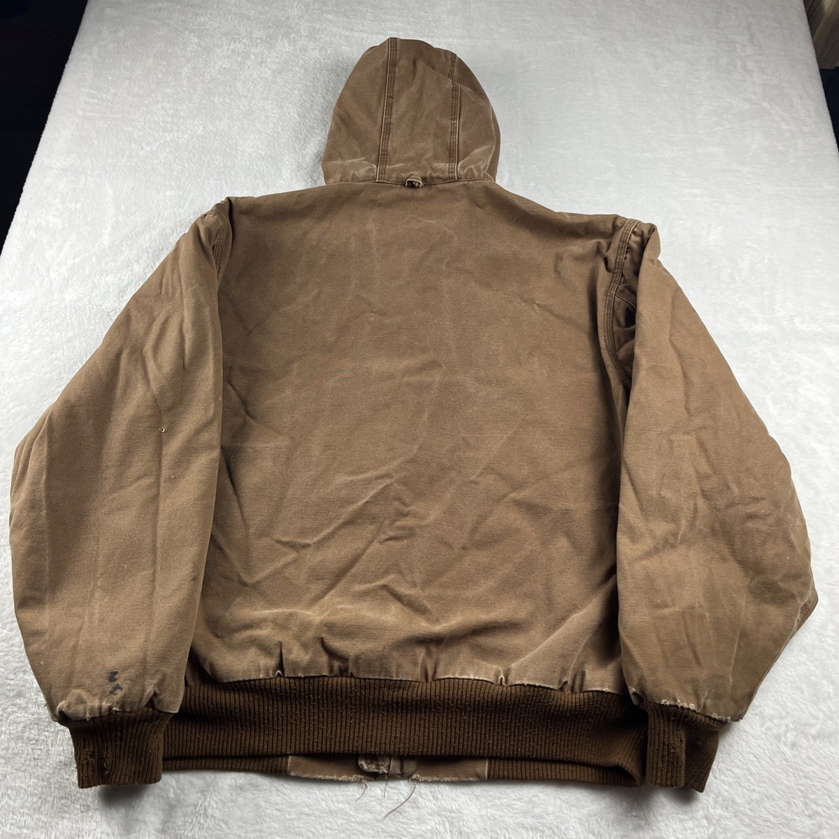 Walls Jacket Mens Medium Hooded Duck Canvas Fleece Lined Workwear 