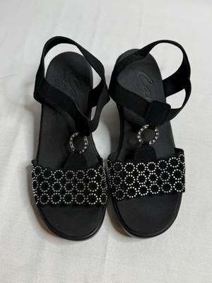 Skechers Womens Rumble On Queen B2 Black Wedge Sandal Size 7 New