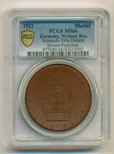 Germany Weimar Republic Dobeln 1922 Porcelain Medal Scheuch-709a MS66 PCGS