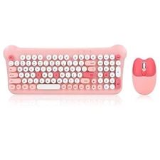 QW05 2.4G Portable Wireless Keyboard Mouse Set Mixed Colors Pink