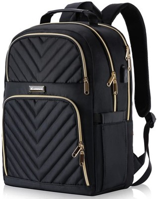 Kuosdaz Rucksack Damen, 15,6 Zoll Schule Mädchen Teenager 15,6'', schwarz 
