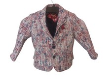 Elie Balleh Size Boys Medium 4 Suit Jacket Blazer Cotton Blend Red Blue White