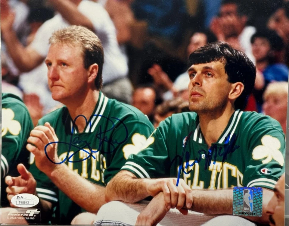 Larry Bird Kevin McHale Dual Signed Autographed 8x10 Photo Celtics Bench JSA