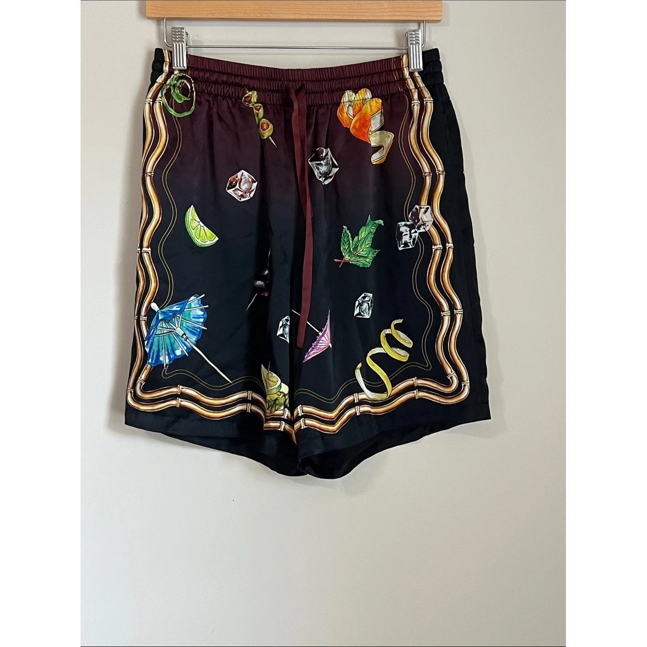 Casablanca $925 NWT Casa Club Silk Shorts Cocktail Print Size Medium