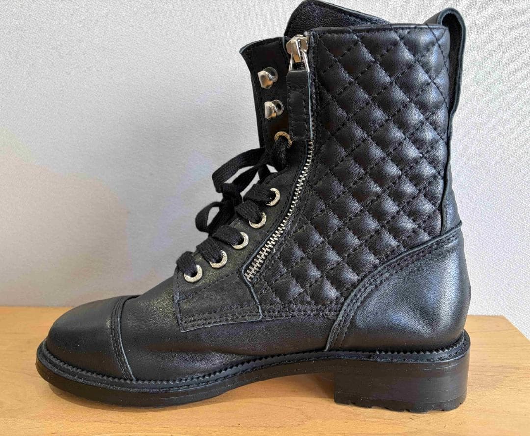 CHANEL leather Boots Shoes Women Size 40 COCO MARK Matelasse Quilting Genuine thumbnail 11