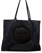Tory Burch Black  ELLA  Large Tote Bag w/ Logo Double Handles magnetic Closure