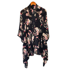 Patrons Of Peace Womens Boho Floral Kimono Top Size S Whimsigoth Topper Layer