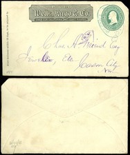 1860s WELLS FARGO & CO, Blue Green (Scarce) FOLSOM Oval to CARSON CITY NV, #U83!