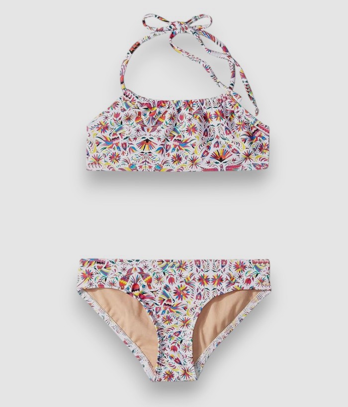 Toobydoo Kid's Girl's White Halter Printed Two-Piece Set Swimwear Size 3-4