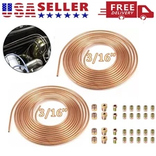 2 x Copper Nickel Brake Line Tubing Kit 3/16 OD 25 FT Coil Roll All Size Fitting