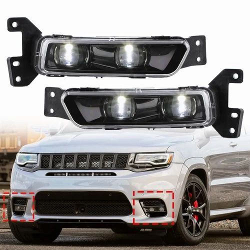 For 2017-2021 Jeep Grand Cherokee SRT LED Bumper Fog Lights Lamps Set Left+Right - Picture 2 of 20
