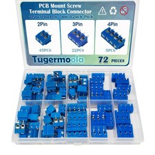 72PCS 5mm/0.2inch Pitch PCB Mount Screw Terminal Block Connector 2Pin 3Pin 4P...