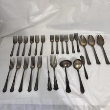 25 Antique Silverplate Flatware Mix WM Rogers Mfg / Oneida Comm / Monarch 1880s+