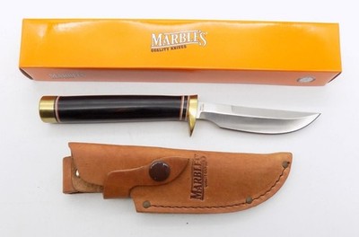 Marbles Fixed Blade 4'' Hunting Knife w/ Tan Leather Sheath MR172 Wood Handle