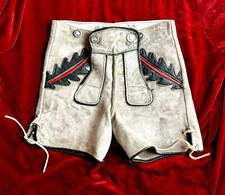 Vintage 1970s Gray Green Suede Lederhosen Size 10.5 Waist