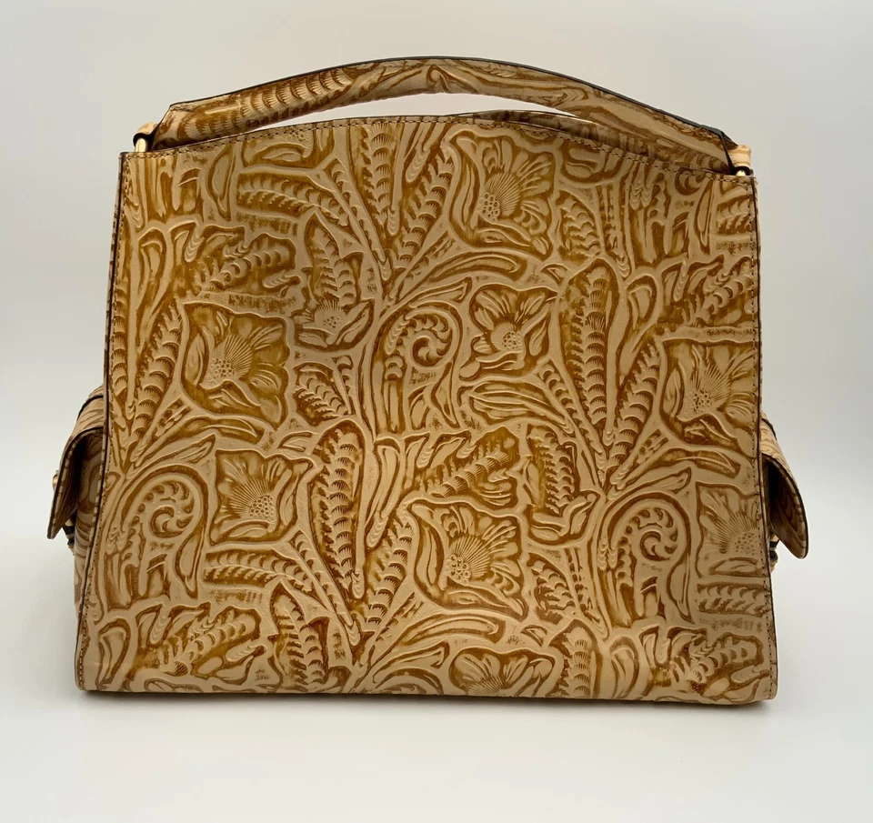 HOBO New Embossed Floral Gold Toned Leather HYPE Handbag with Side Pockets - Image 3 of 4