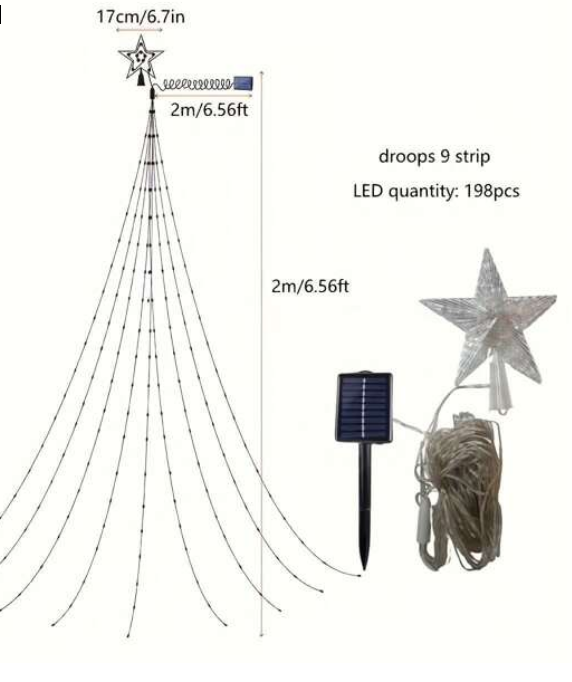 198 LED Christmas Outdoor Star String Lights Xmas Tree Toppers Fairy Decoration eBay