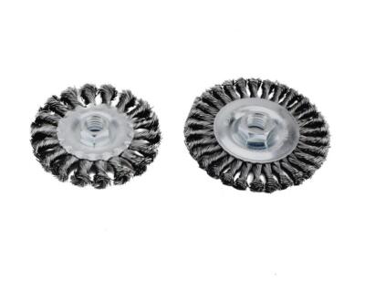 4'' Wire Wheel Brush 2 Piece Set Stringer Bead Knotted Steel 5/8'' Arbor Grinder