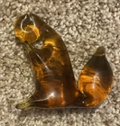 VINTAGE MURANO AMBER GLASS HAND BLOWN CRAFTED SQUIRREL FIGURE PAPERWEIGHT 3”