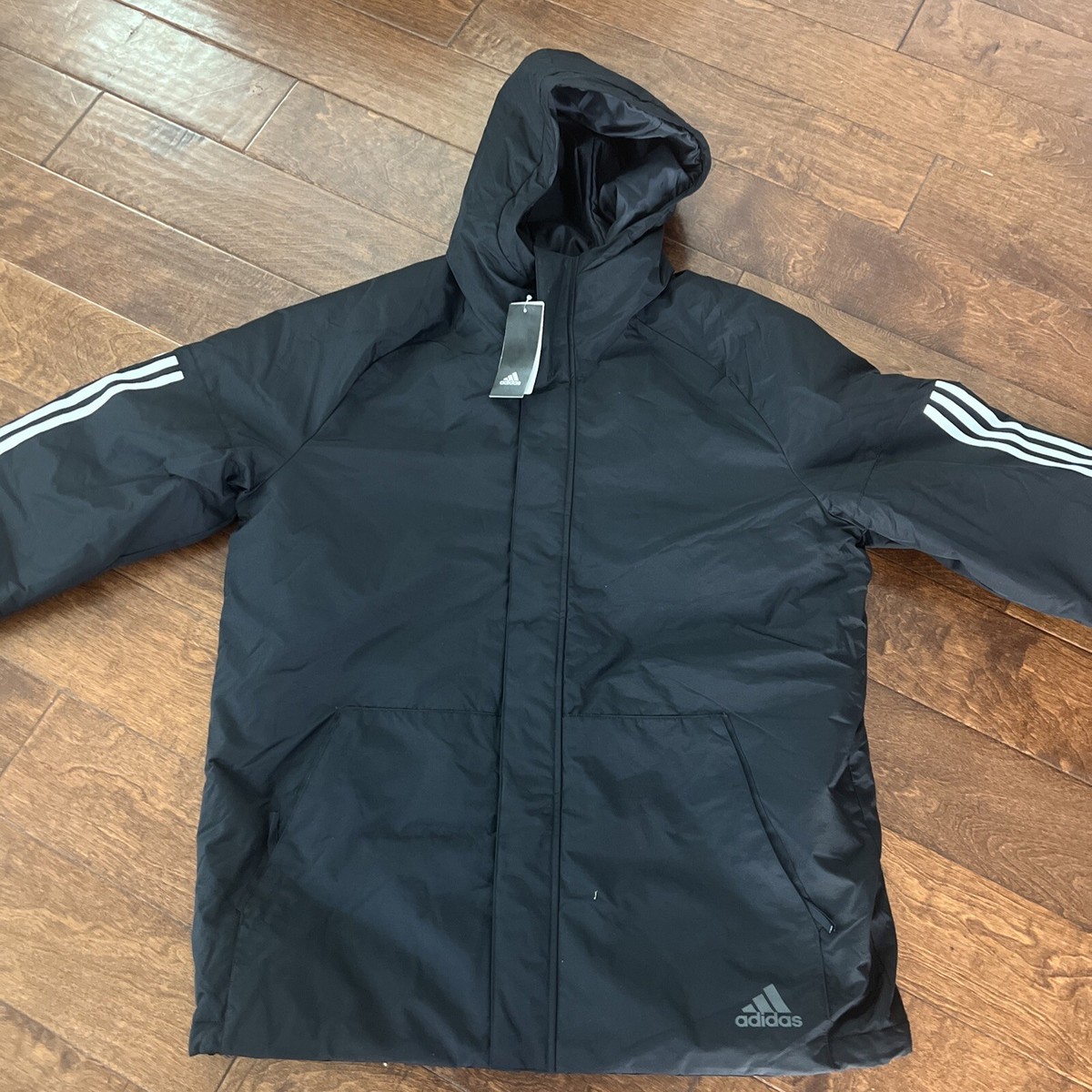 Adidas Men's X-Ploric Stripe Jacket Sz XL Black CY8624 Hooded