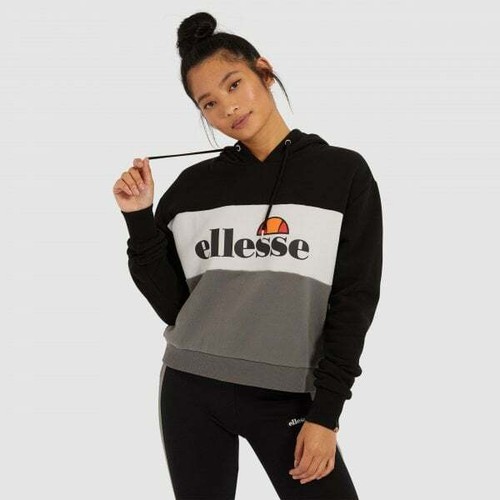 NUOVA linea donna Ellesse Felpa Con Cappuccio Alessandro Logo Nero 10uk |  eBay