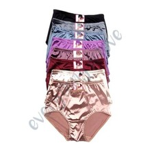 Women Shiny Satin Pocket High Waist Full Coverage Brief Girdle Panties Underwear