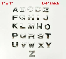 1x1" 3D DIY A-Z Metal Letter Chrome Sliver Vehicle Car Wall Decal With Adhesive