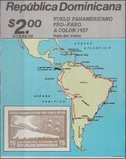 Dominican Rep S/S 50th Ann Columbus Lighthouse Flight 1987 MNH-9 Euro