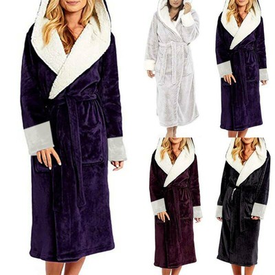 hooded fur robe