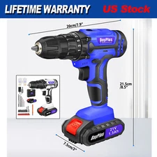 Portable 21V Cordless Drill Set Electric Screwdriver 1.5 Ah Battery LED Light US