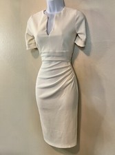 Vintage ASOS Rare2Find Y2K Gucc1Girlie Cream Midi Dress V-Neck Pleated 2 / XS