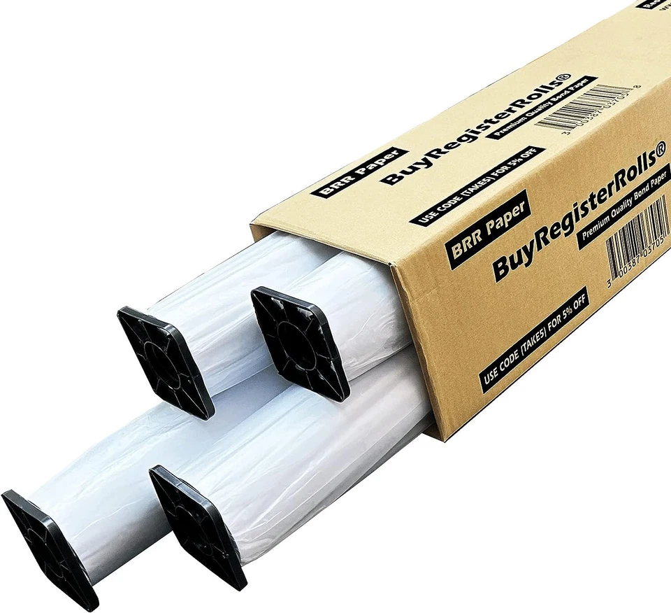 Premium Bond Paper 4 Rolls 36 x150 CAD Plotter Wide Format Printing High Quality - Image 4 of 4