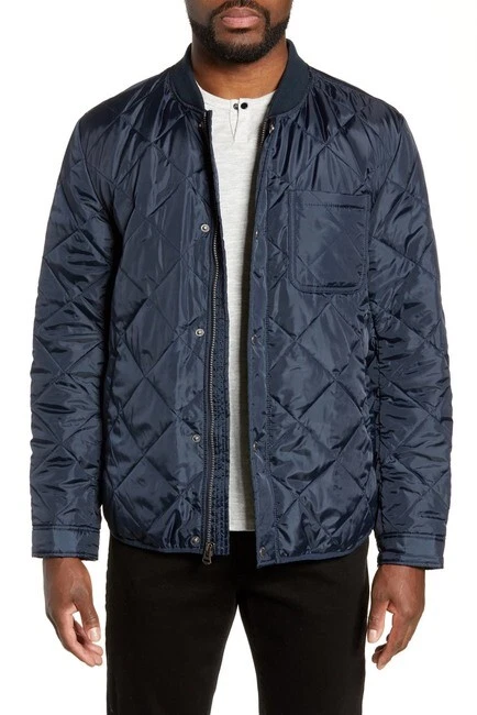 $258 Cole Haan Quilted Water Resistant Jacket Polyester NAVY size S