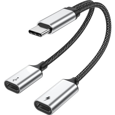 USB C Splitter, 60W, Dual USB C, Daten, Laden, Adapter, Kabel, Typ C